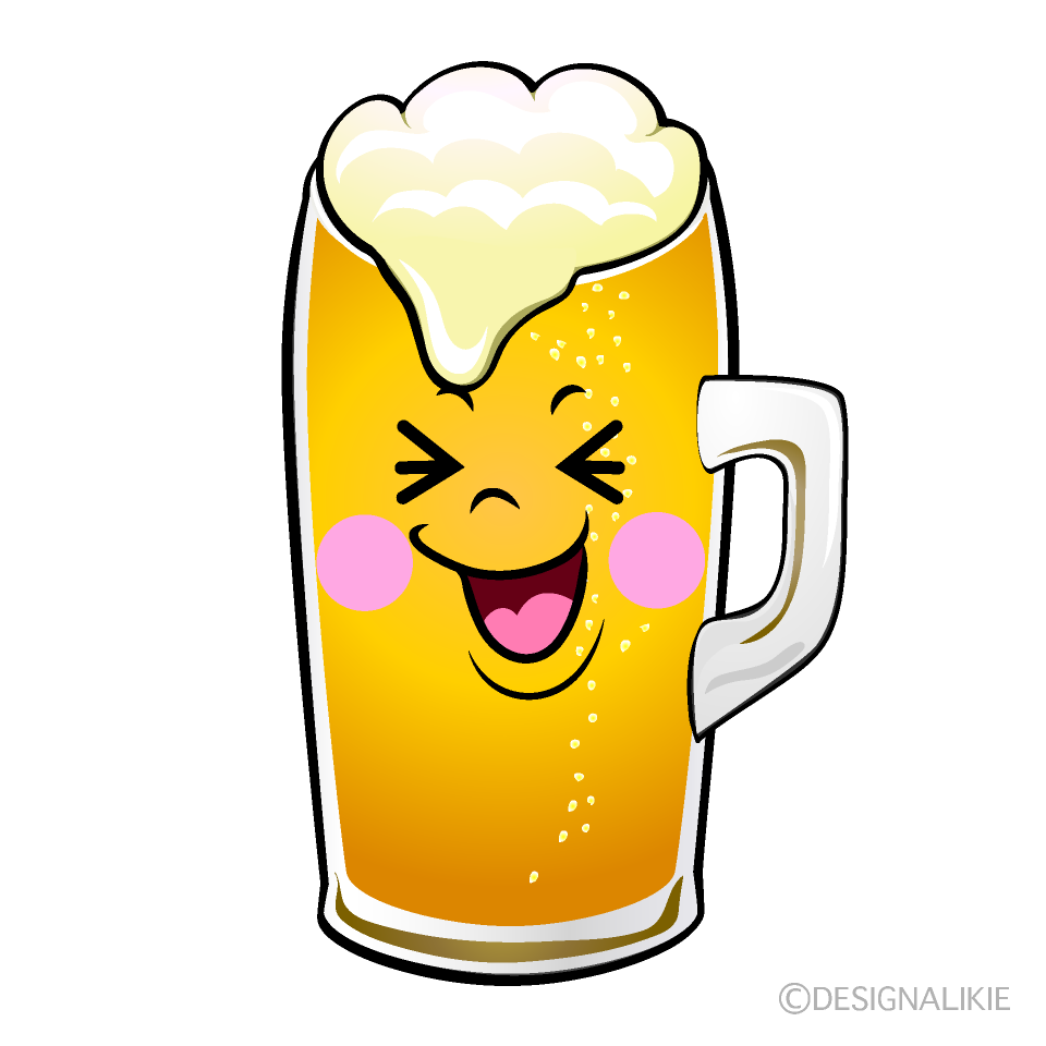 かわいい笑う生ビールイラスト