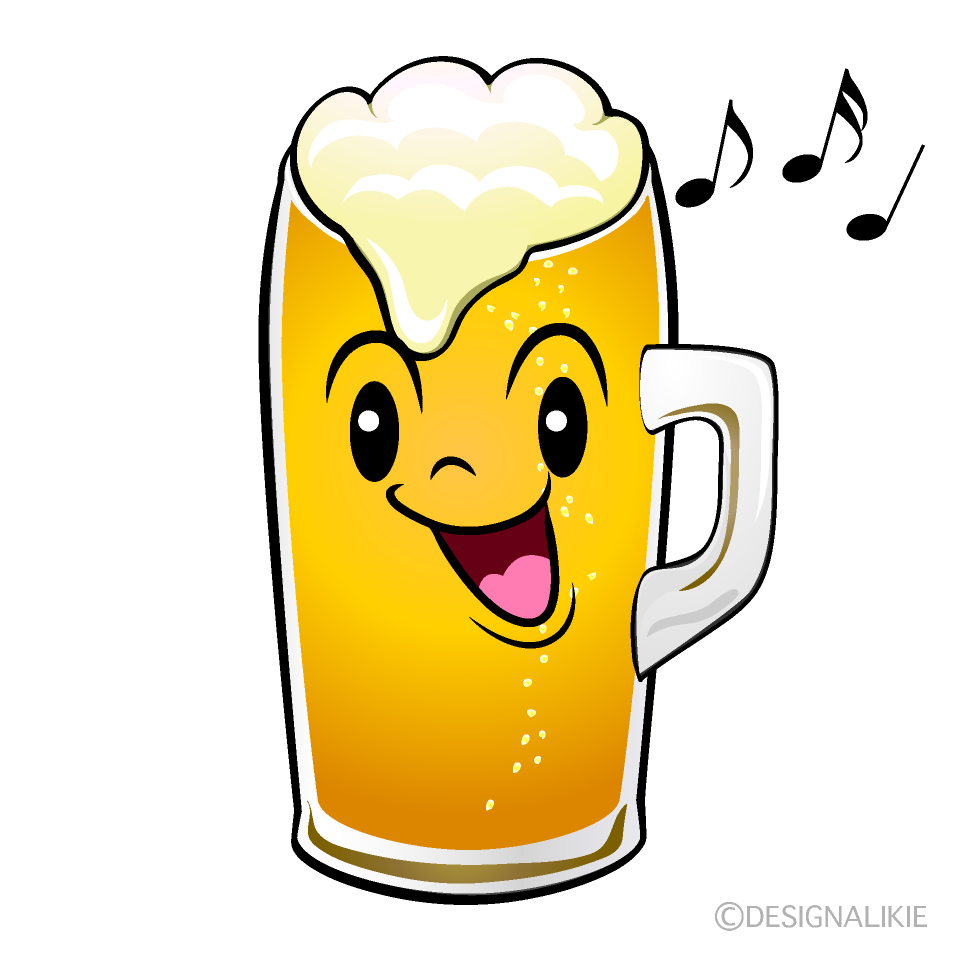 かわいい歌う生ビールイラスト