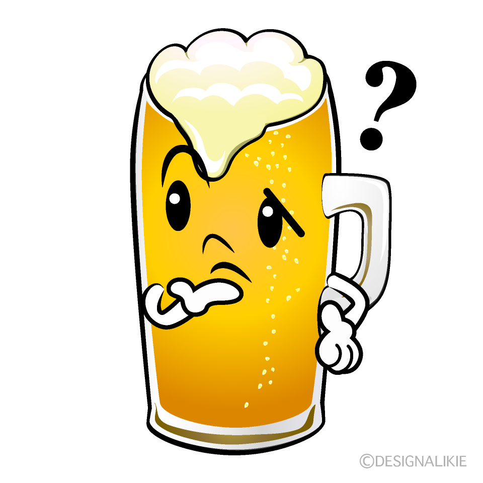 かわいい考える生ビールイラスト