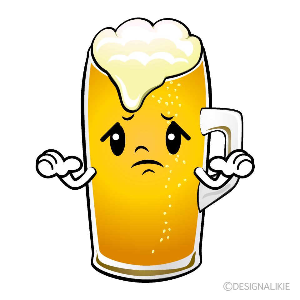 かわいい困る生ビールイラスト