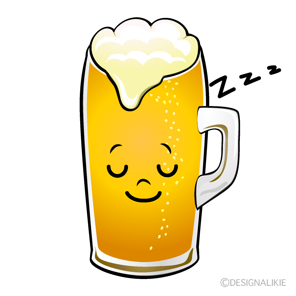 かわいい寝る生ビールイラスト