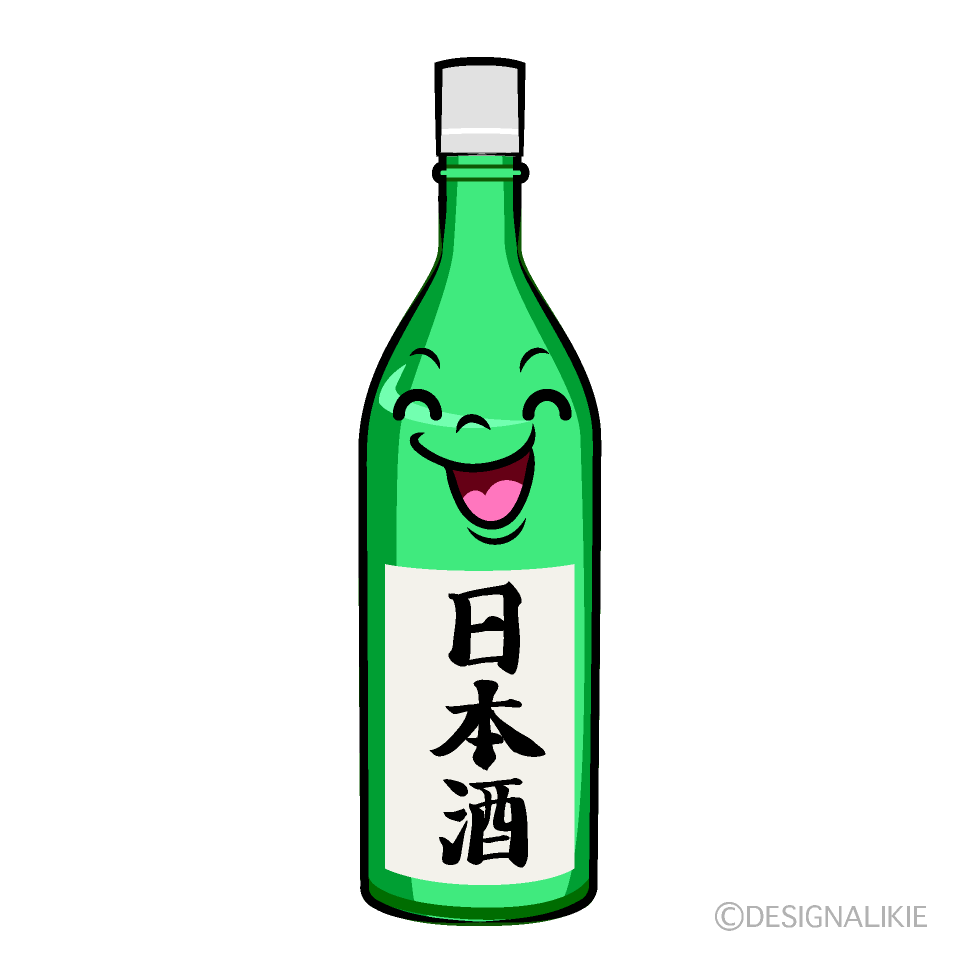 かわいい笑顔の日本酒イラスト