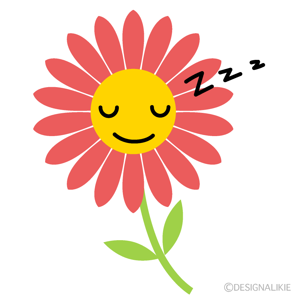 かわいい寝る花イラスト