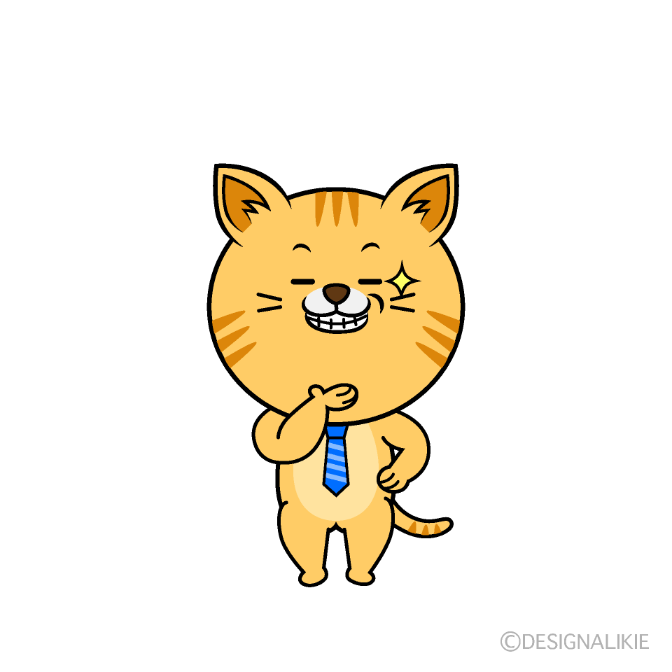 かわいいニヤリとするねこリーマン（トラ）イラスト