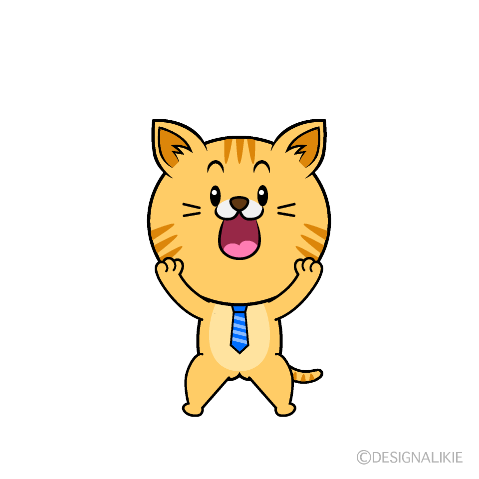 かわいい驚くねこリーマン（トラ）イラスト