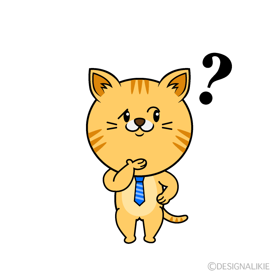 かわいい考えるねこリーマン（トラ）イラスト