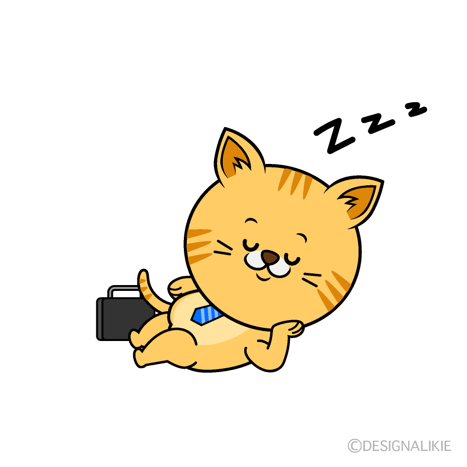 かわいい寝るねこリーマン（トラ）イラスト