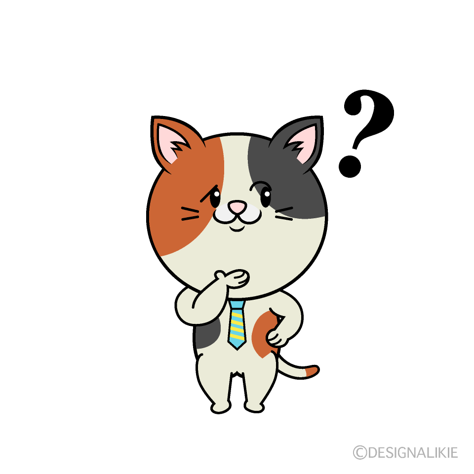 かわいい考えるねこリーマン（ミケ）イラスト