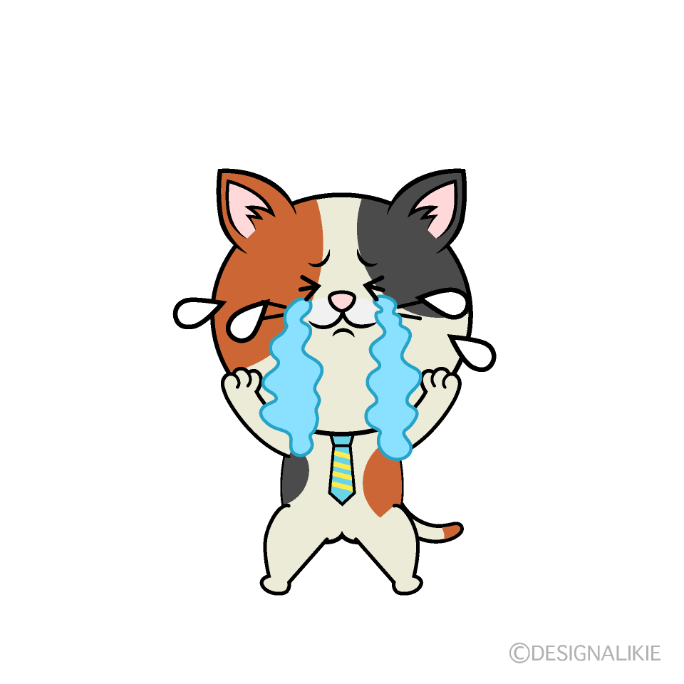 かわいい泣くねこリーマン（ミケ）イラスト