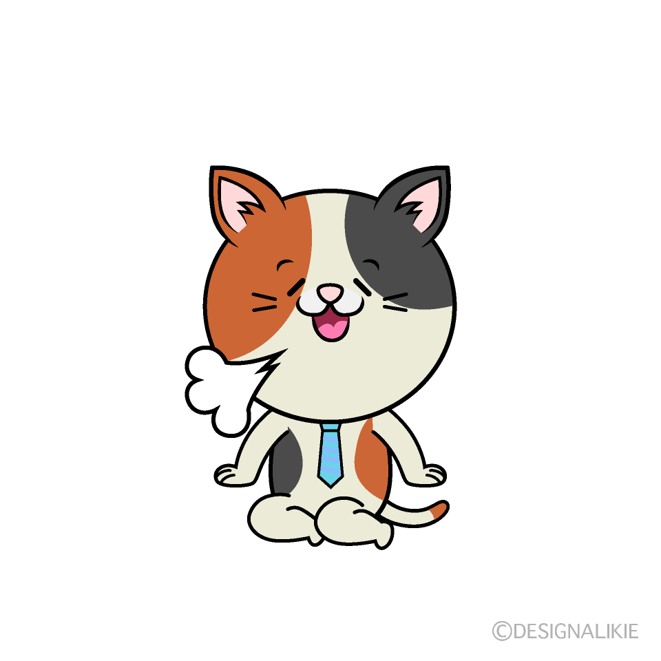 かわいいほっとするねこリーマン（ミケ）イラスト