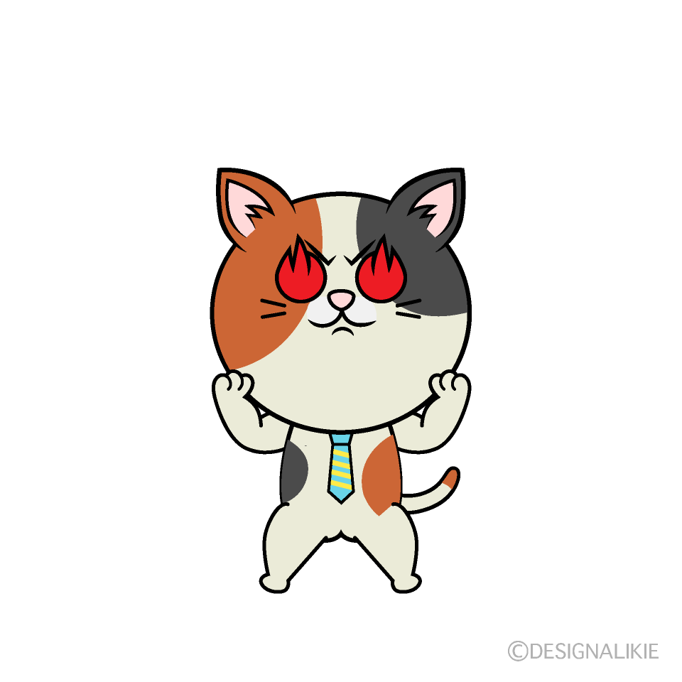 かわいい熱意のねこリーマン（ミケ）イラスト