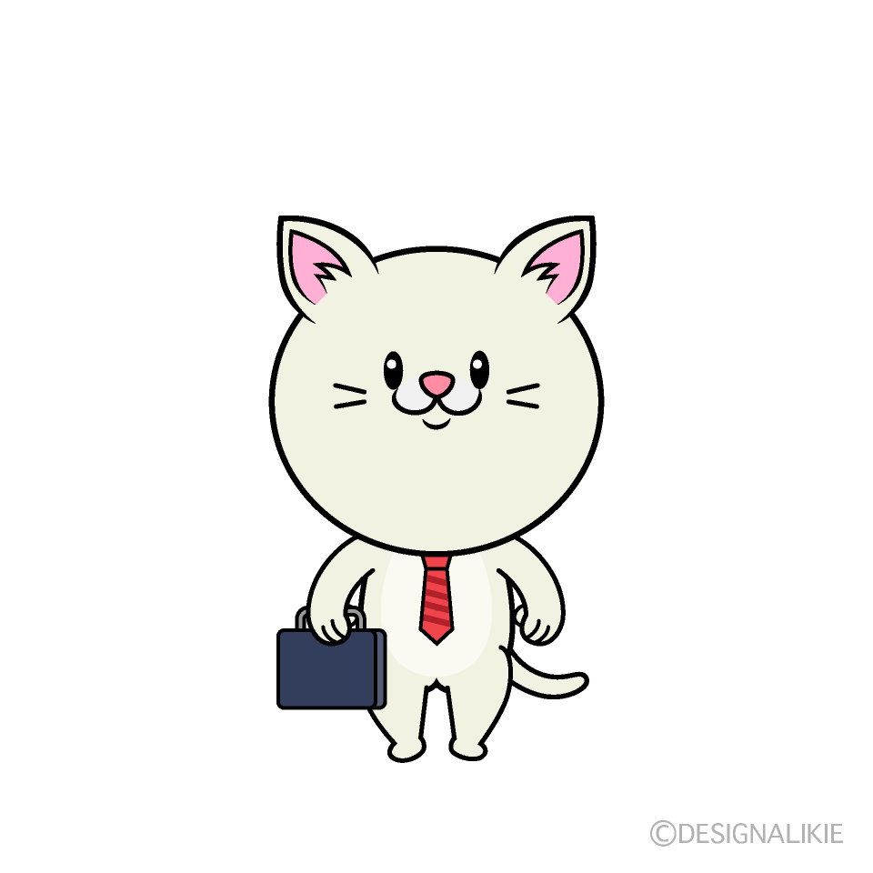 かわいいねこリーマン（シロ）イラスト