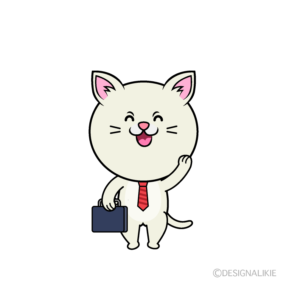 かわいい笑顔のねこリーマン（シロ）イラスト