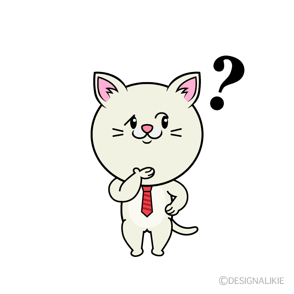 かわいい考えるねこリーマン（シロ）イラスト