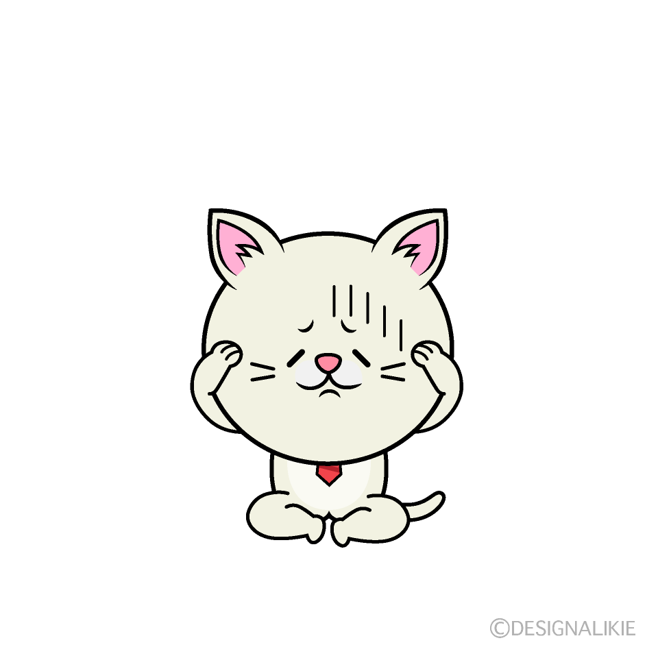 かわいいお辞儀するねこリーマン（シロ）イラスト