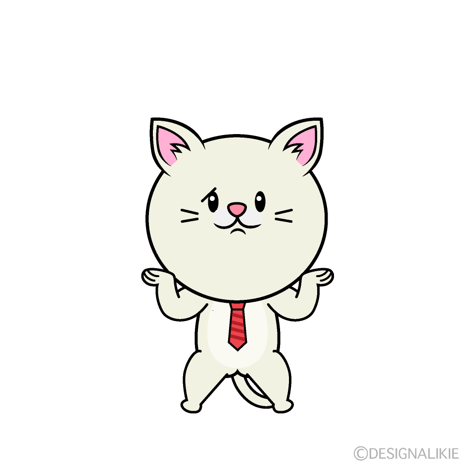 かわいい困るねこリーマン（シロ）イラスト