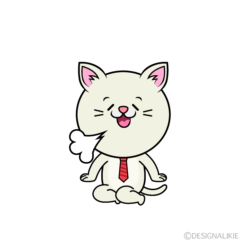 かわいいほっとするねこリーマン（シロ）イラスト