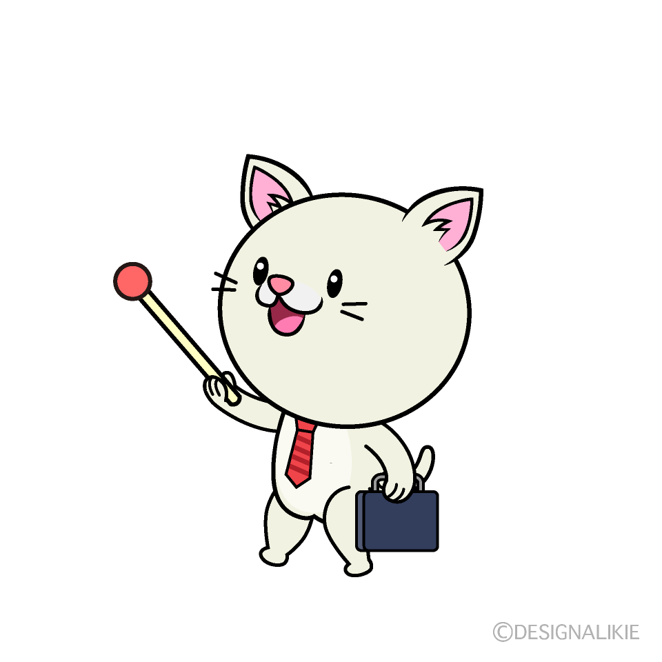 かわいい説明するねこリーマン（シロ）イラスト