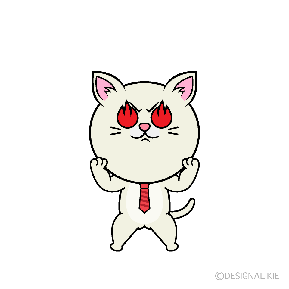 かわいい熱意のねこリーマン（シロ）イラスト