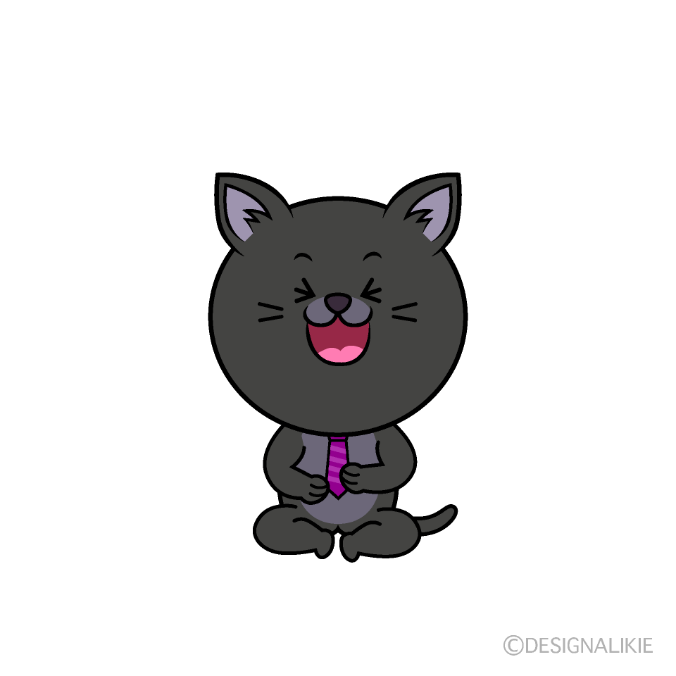 かわいい笑うねこリーマン（クロ）イラスト