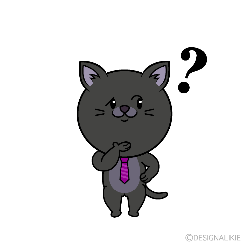 かわいい考えるねこリーマン（クロ）イラスト