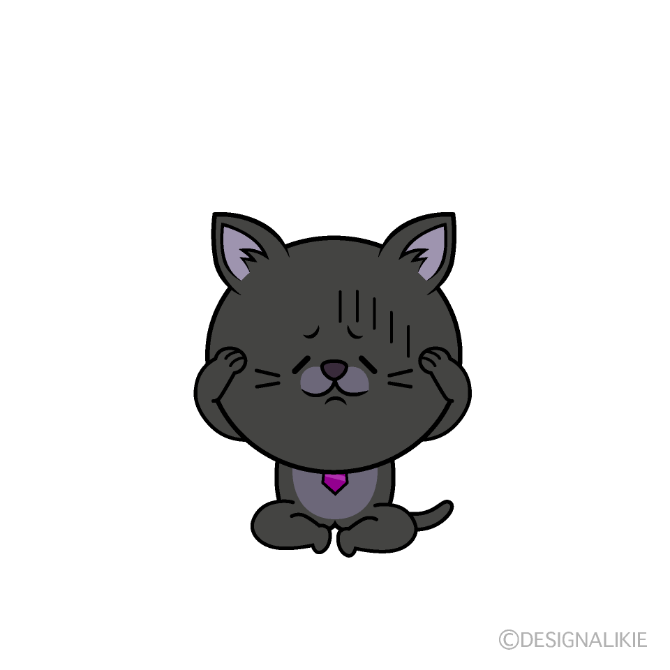 かわいいお辞儀するねこリーマン（クロ）イラスト