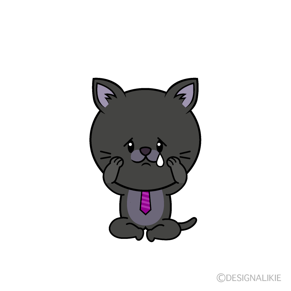 かわいい悲しいねこリーマン（クロ）イラスト