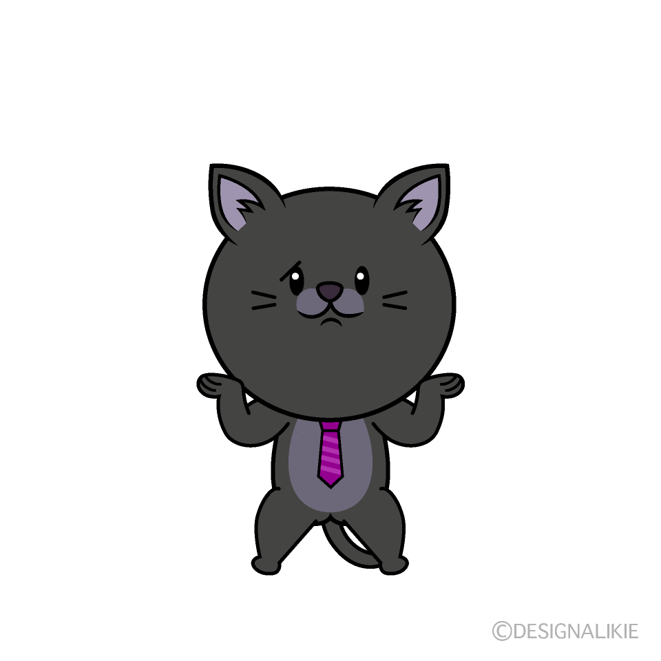 かわいい困るねこリーマン（クロ）イラスト