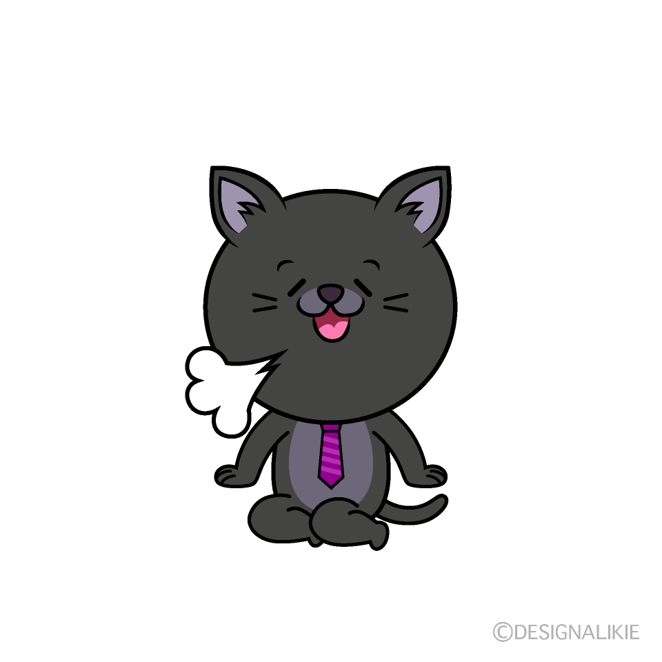 かわいいほっとするねこリーマン（クロ）イラスト