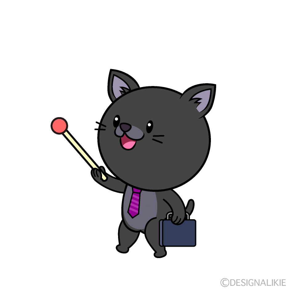 かわいい説明するねこリーマン（クロ）イラスト