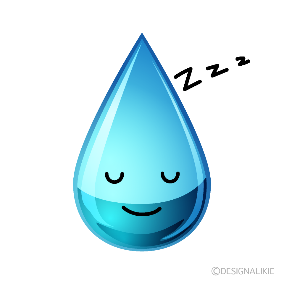 かわいい寝る水滴イラスト