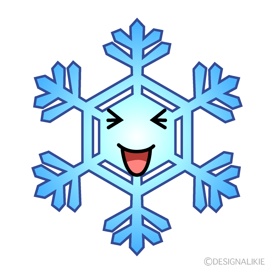 かわいい笑う雪の結晶イラスト