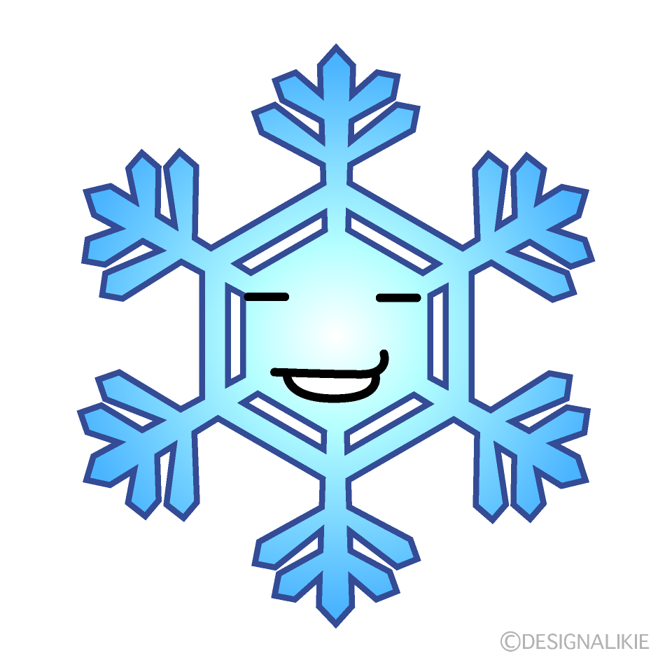 かわいいニヤリとする雪の結晶のイラスト素材 Illustcute