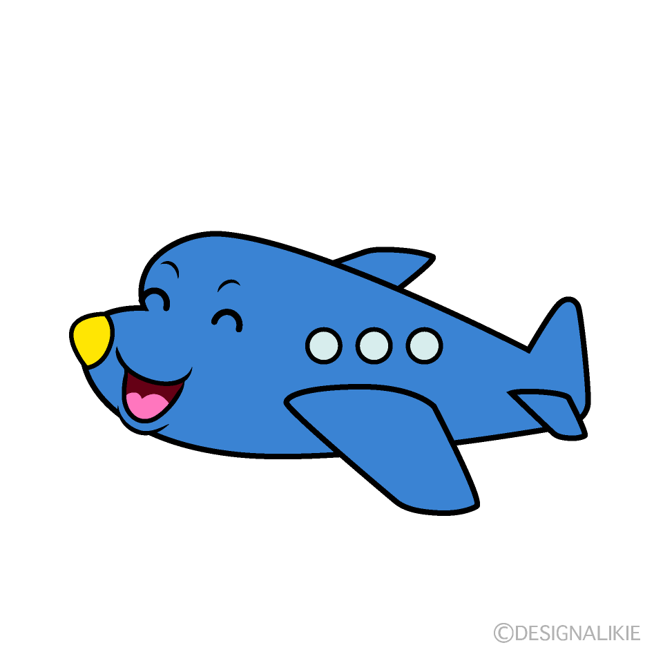 かわいい笑顔の小型ジェットイラスト