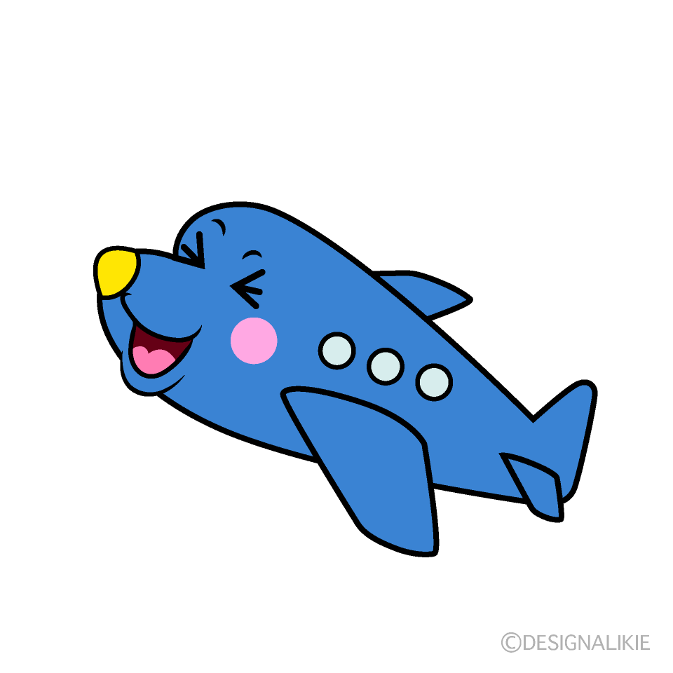 かわいい笑う小型ジェットイラスト