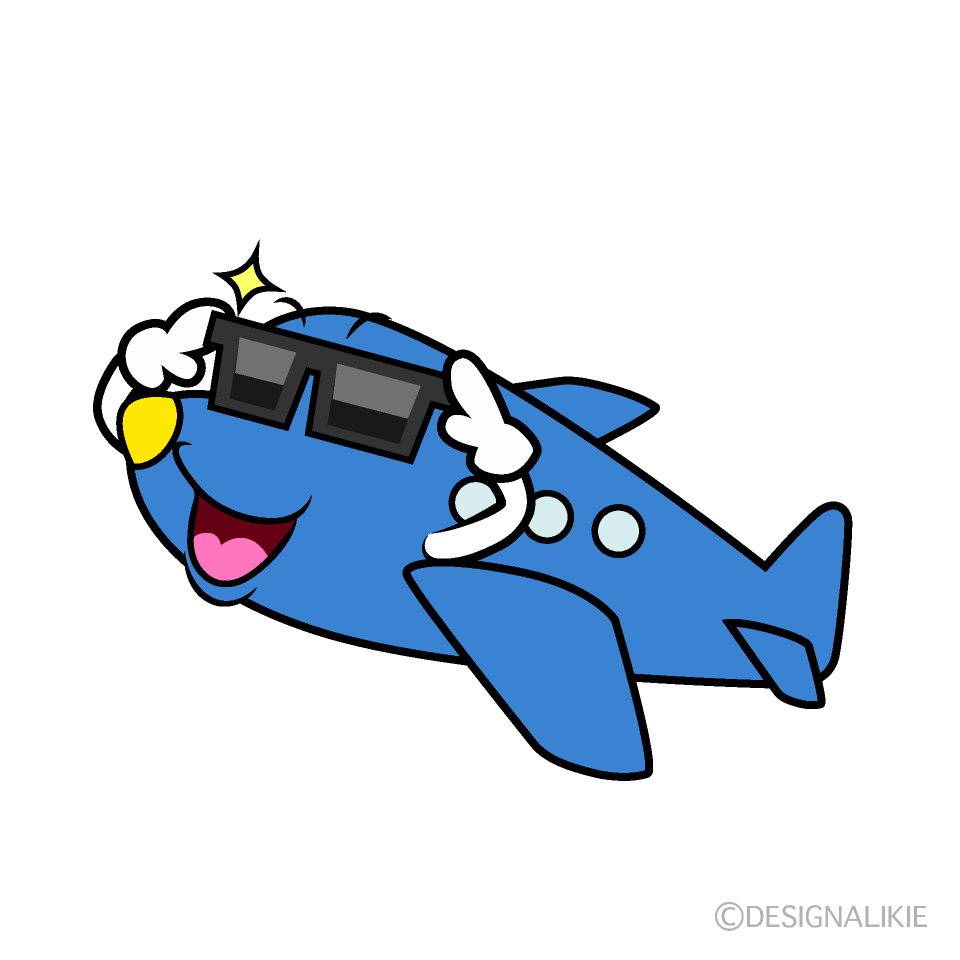 かわいいサングラスの小型ジェットイラスト