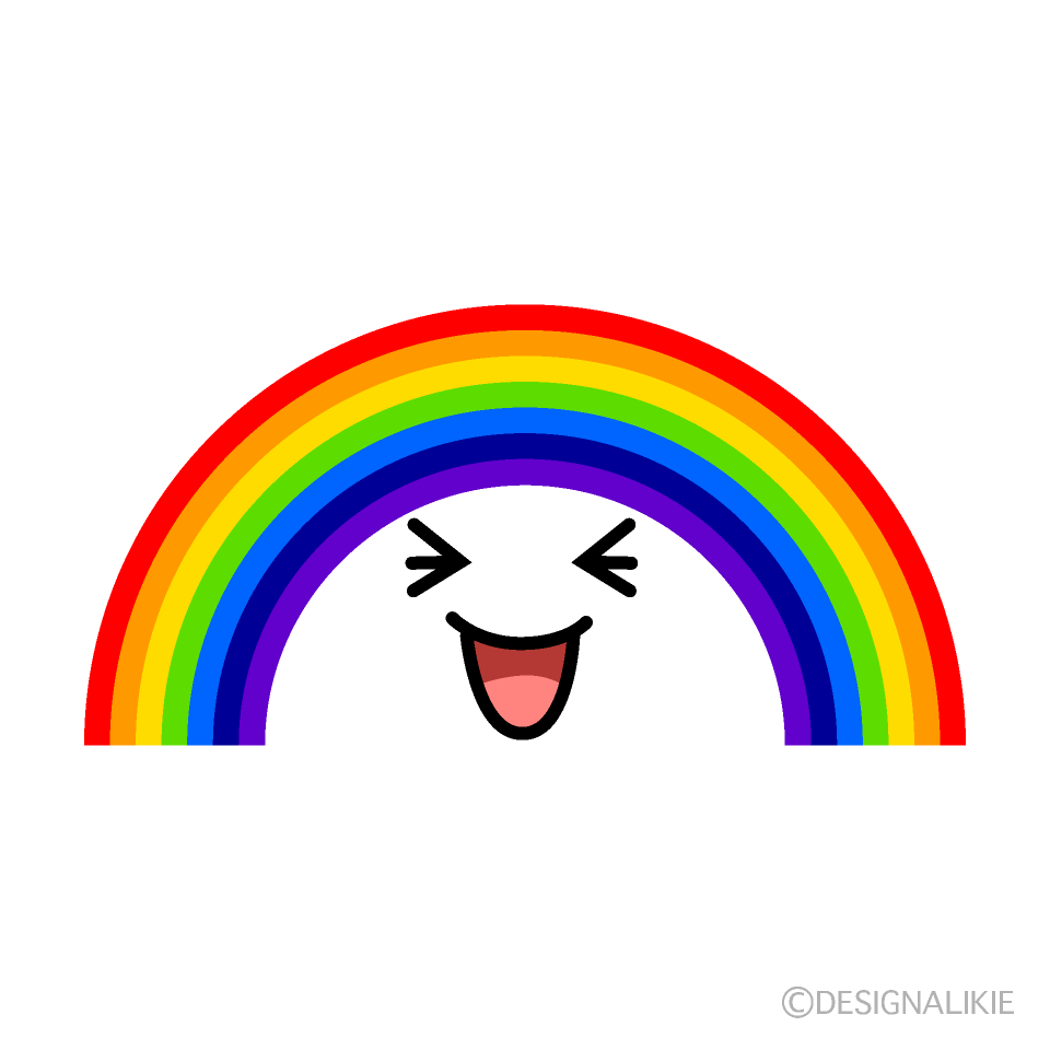 かわいい笑う虹のイラスト素材 Illustcute
