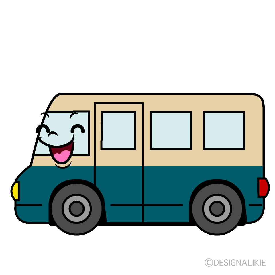 かわいい笑顔の宅配車イラスト