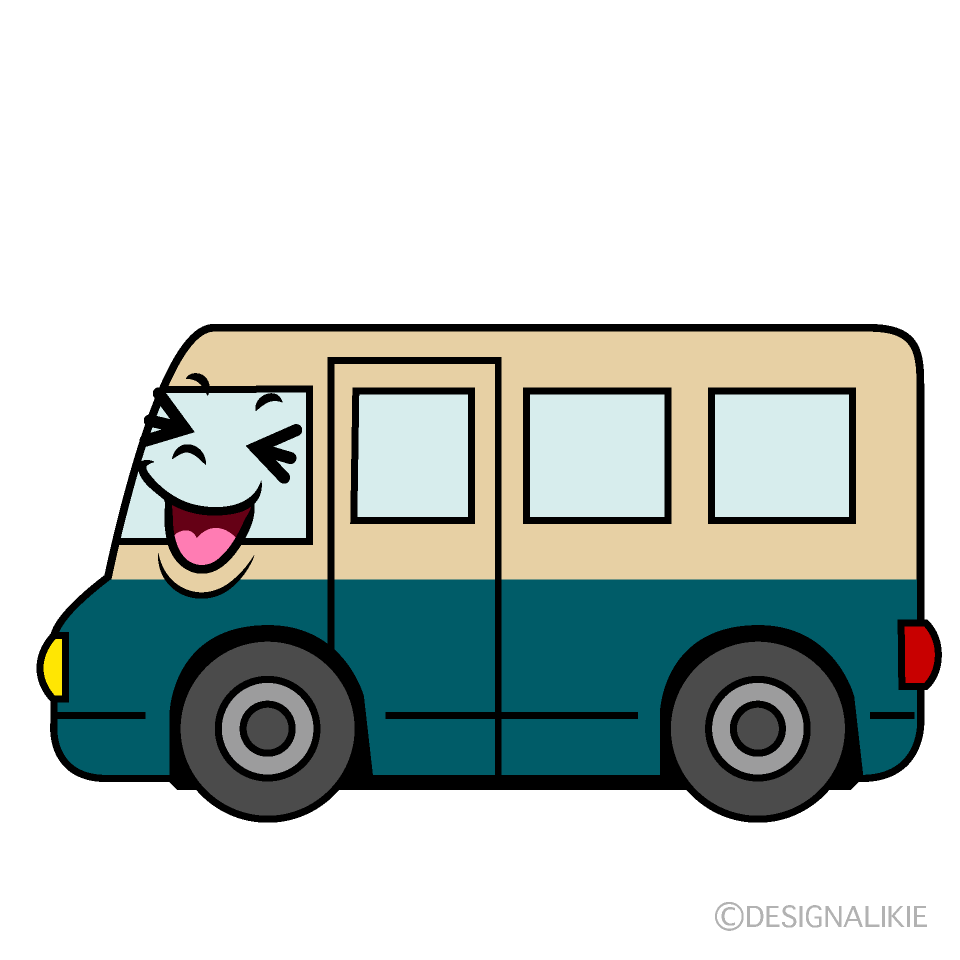 かわいい笑う宅配車イラスト