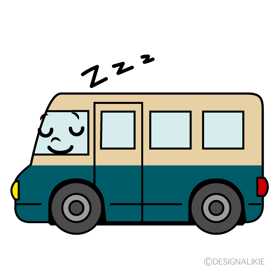 かわいい寝る宅配車イラスト