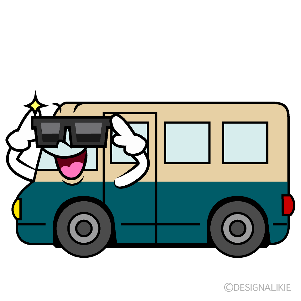 かわいいサングラスの宅配車イラスト