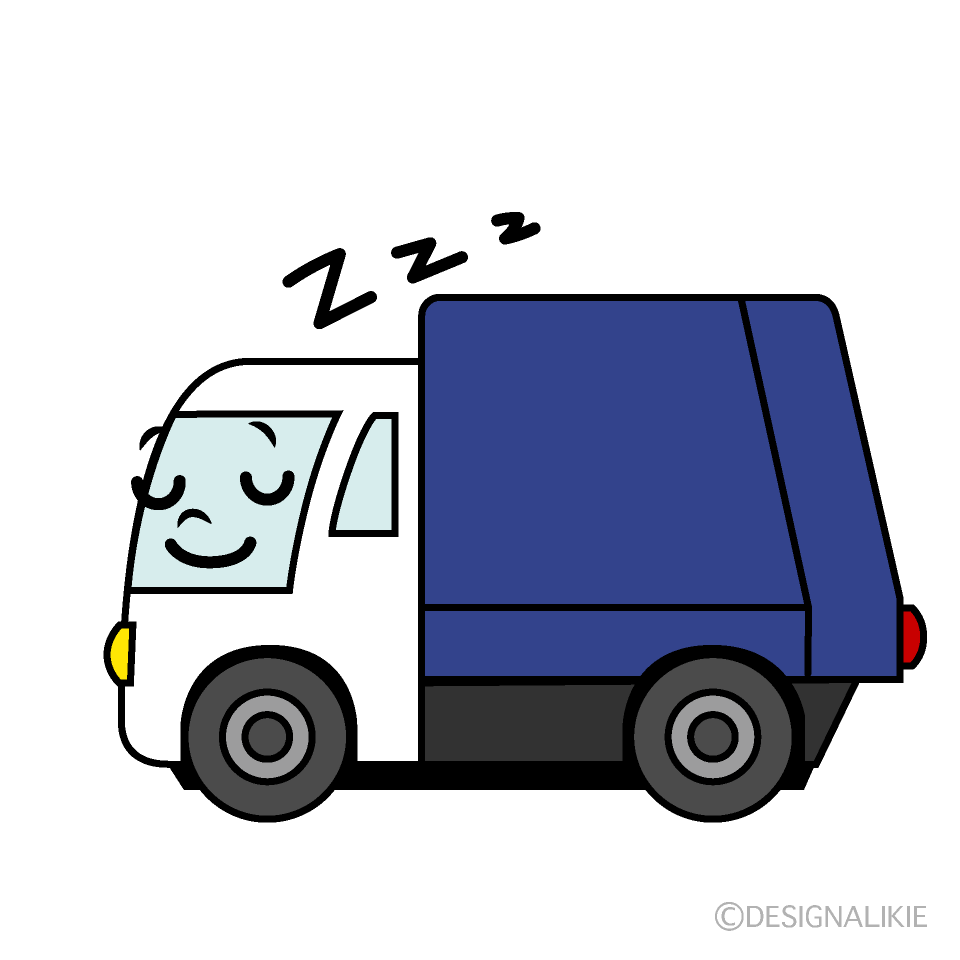 かわいい寝る清掃車イラスト