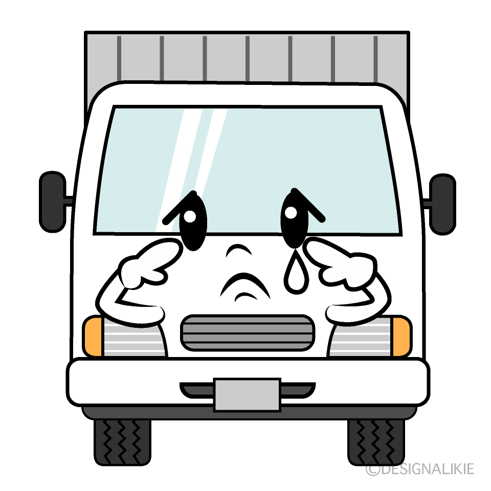 かわいい悲しい中型トラックイラスト