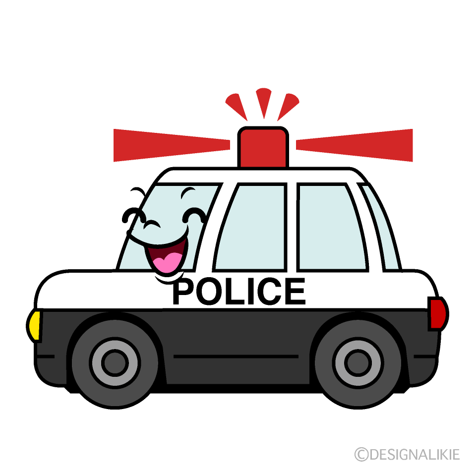 かわいい笑顔の警察パトカーイラスト