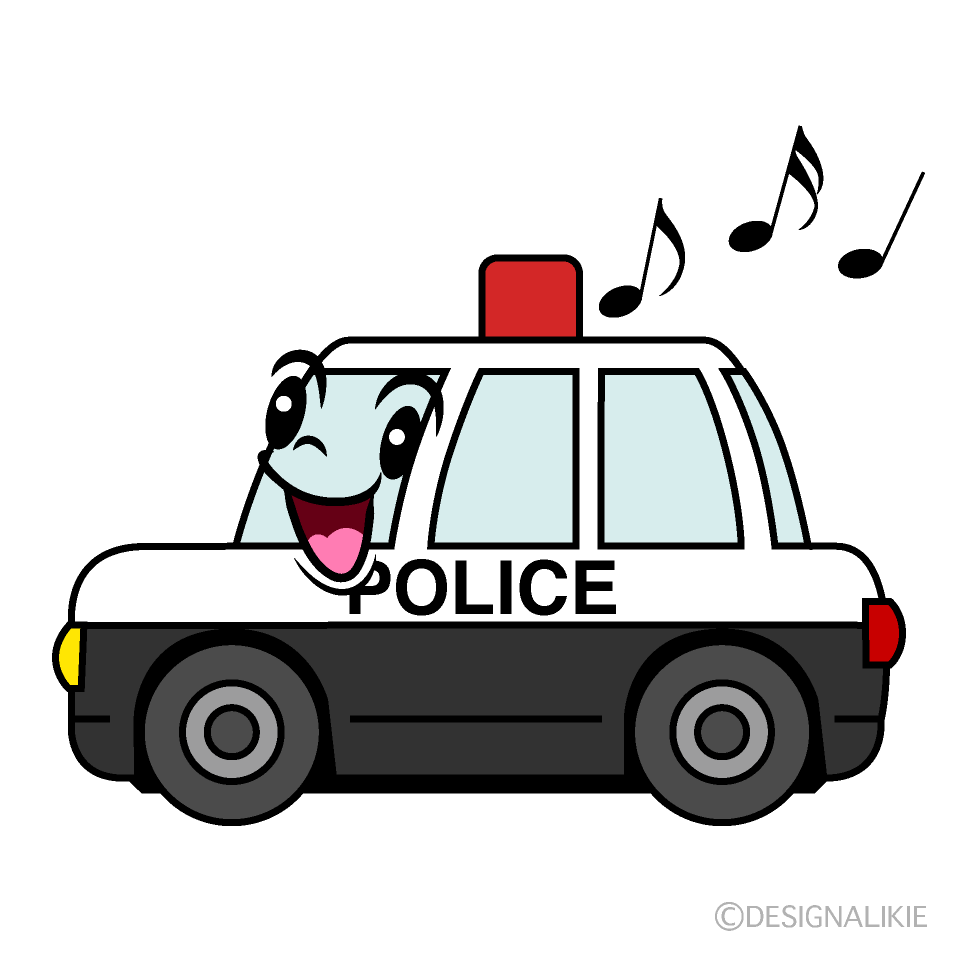 かわいい歌う警察パトカーイラスト