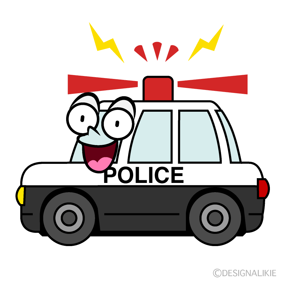 かわいい驚く警察パトカーイラスト