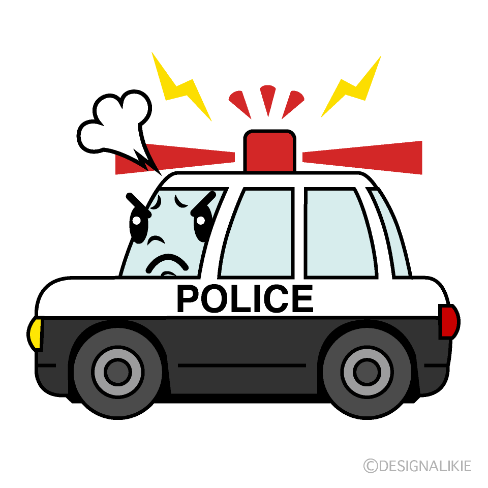 かわいい怒る警察パトカーイラスト