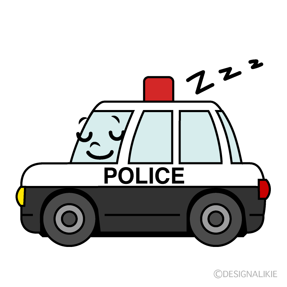 かわいい寝る警察パトカーイラスト