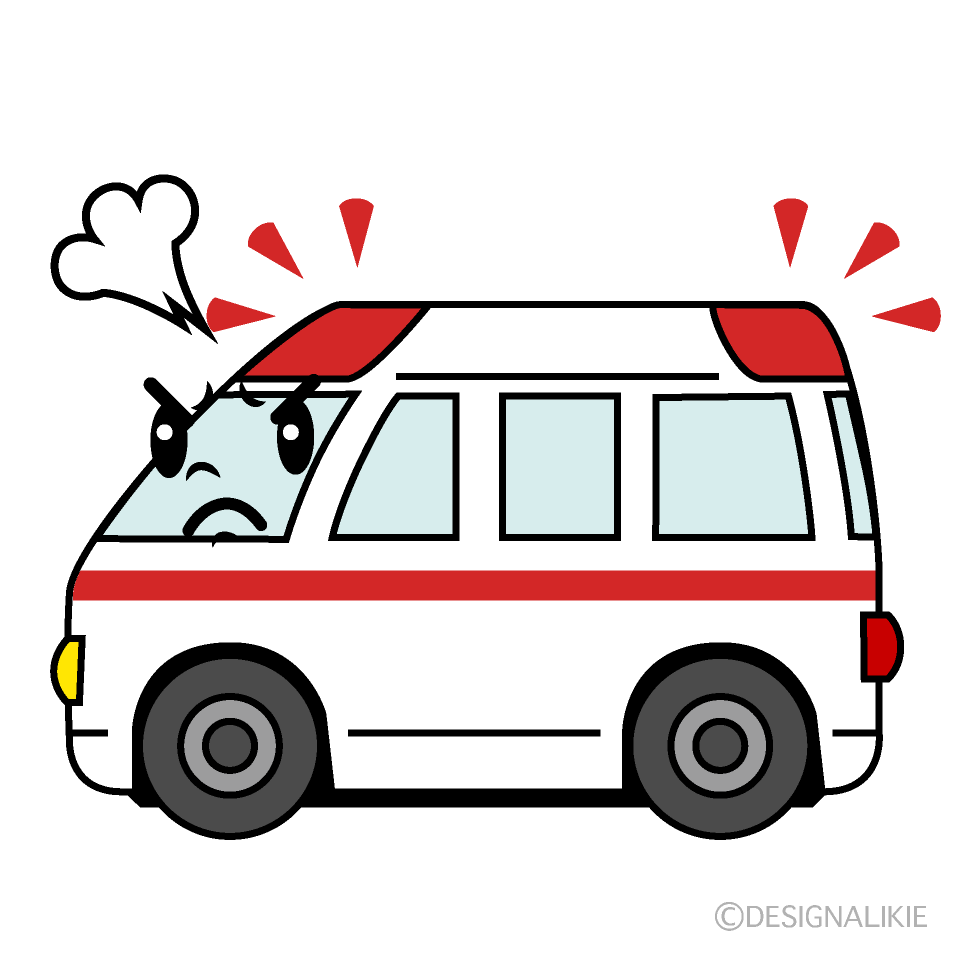 かわいい怒る救急車イラスト