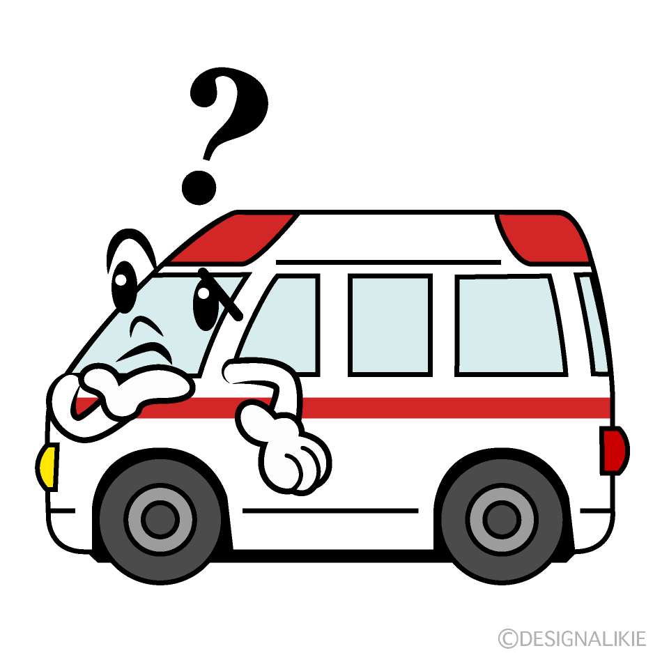 かわいい考える救急車イラスト